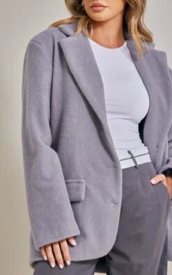 Grey Brushed Wool Longline Oversized Curved Hem Blazer -Modern Wear Boutique ccdebf2350fcf60dd5371635eb81bd7283f80afe cna9668 4