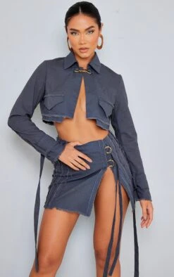 Charcoal Woven Raw Hem Buckle Trim Micro Mini Skirt -Modern Wear Boutique ccf8f7a48936efbb9c5787b66a97f61de1da266f cna4146 4