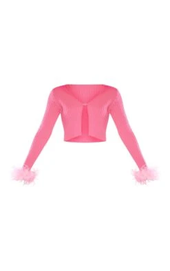 Pink Faux Feather Cuff Detail Knitted Cardigan 9 Pink Faux Feather Cuff Detail Knitted Cardigan -Modern Wear Boutique cd257c471483945809e6f29c1fc34d2394135d7b cna5924 5