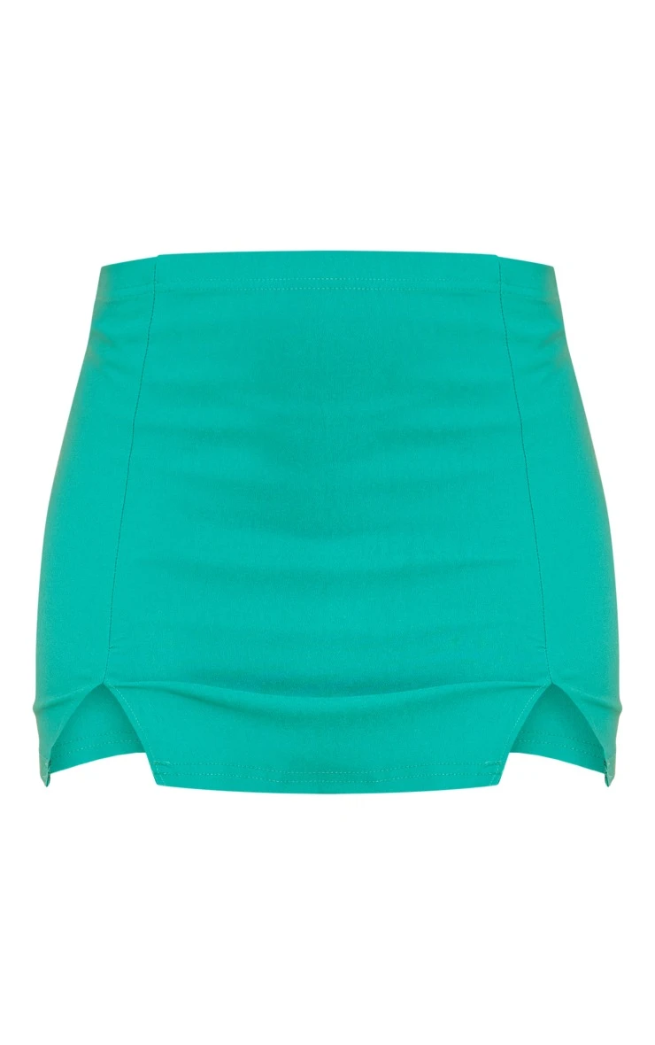 Bright Green Stretch Woven Thigh Split Detail Mini Skirt 6 Bright Green Stretch Woven Thigh Split Detail Mini Skirt - Image 6