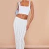 White Laddered Jersey Maxi Skirt