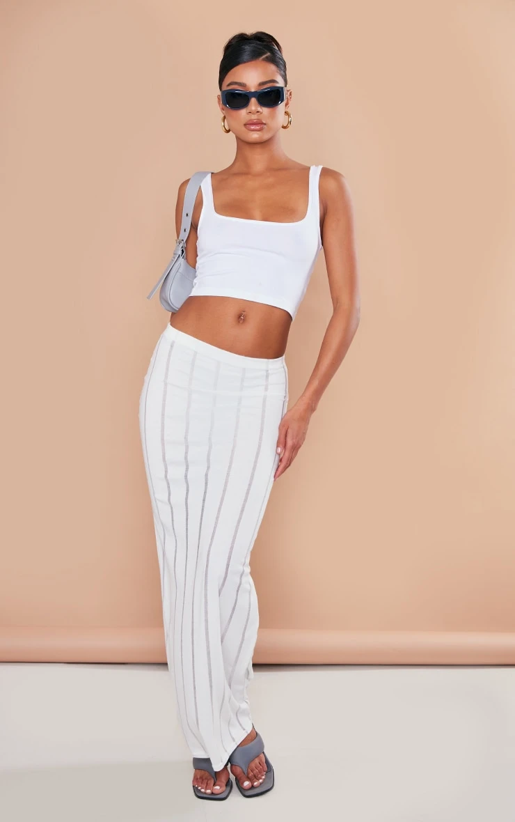 White Laddered Jersey Maxi Skirt 1 White Laddered Jersey Maxi Skirt