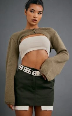 Khaki Super Cropped Button Knit Cardigan -Modern Wear Boutique ce9207ccd5f07f83d20c7f7c7777390b83973815 cnc3213 4