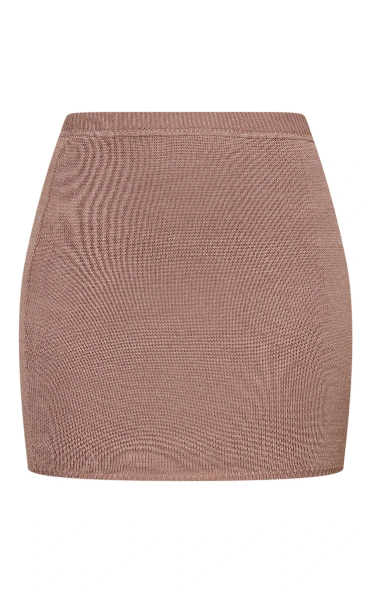 Taupe Soft Knit Mini Skirt 6 Taupe Soft Knit Mini Skirt - Image 6