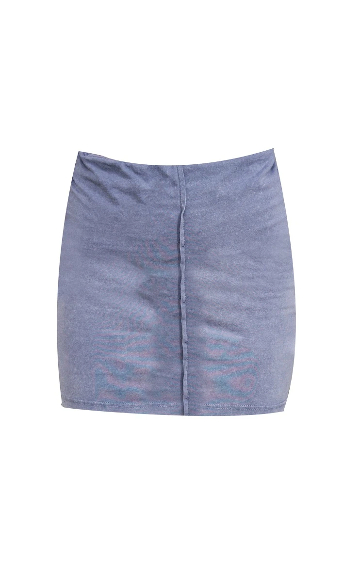 Charcoal Grey Acid Wash Cotton Fold Over Mini Skirt 6 Charcoal Grey Acid Wash Cotton Fold Over Mini Skirt - Image 6