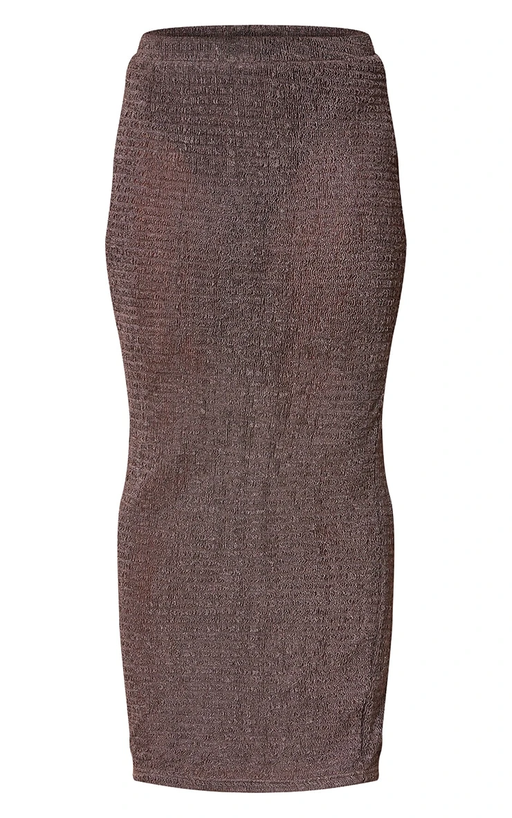 Dark Brown Textured Sheer Midaxi Skirt 5 Dark Brown Textured Sheer Midaxi Skirt - Image 5