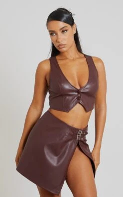 Chocolate Faux Leather Buckle Side Detail Micro Mini Skirt -Modern Wear Boutique d045095e700dc179b14de5b3fa341739a5a82157 CMZ6814 4