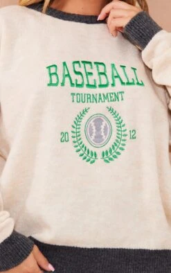 Off White Baseball Varsity Brushed Knit Jumper -Modern Wear Boutique d18a8c4e9dfe2391c033500fe01062e1dd8f939b cna5306 4