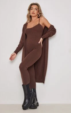 Chocolate Maxi Fine Knitted Cardigan
