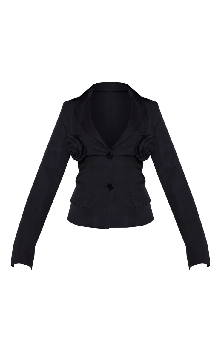 Black Rose Detail Fitted Blazer 5 Black Rose Detail Fitted Blazer - Image 5