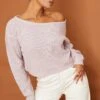 Blush Off The Shoulder Knitted Jumper