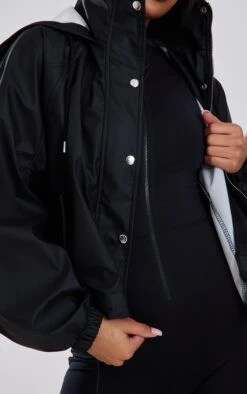 Black Rubberised Hooded Drawstring Jacket 8 Black Rubberised Hooded Drawstring Jacket -Modern Wear Boutique d394c5fbe421a6829f797097986185ade859ee5a cnc6121 4