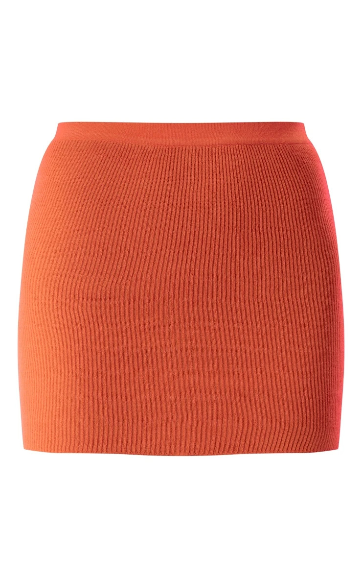 Burnt Orange Two Tone Knit Mini Skirt 6 Burnt Orange Two Tone Knit Mini Skirt - Image 6