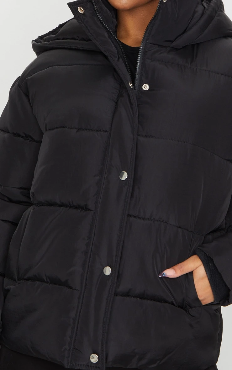 Black Hooded Puffer Jacket 4 Black Hooded Puffer Jacket - Image 4