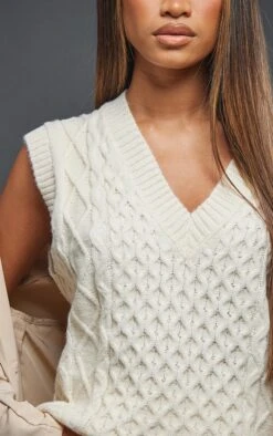 Cream Oversized Cable Knit Vest -Modern Wear Boutique da05396649bcebbc55d34c1127f1038b344db0bb cnb1432 4