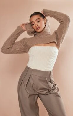 Mocha Hooded Extreme Crop Sleeves
