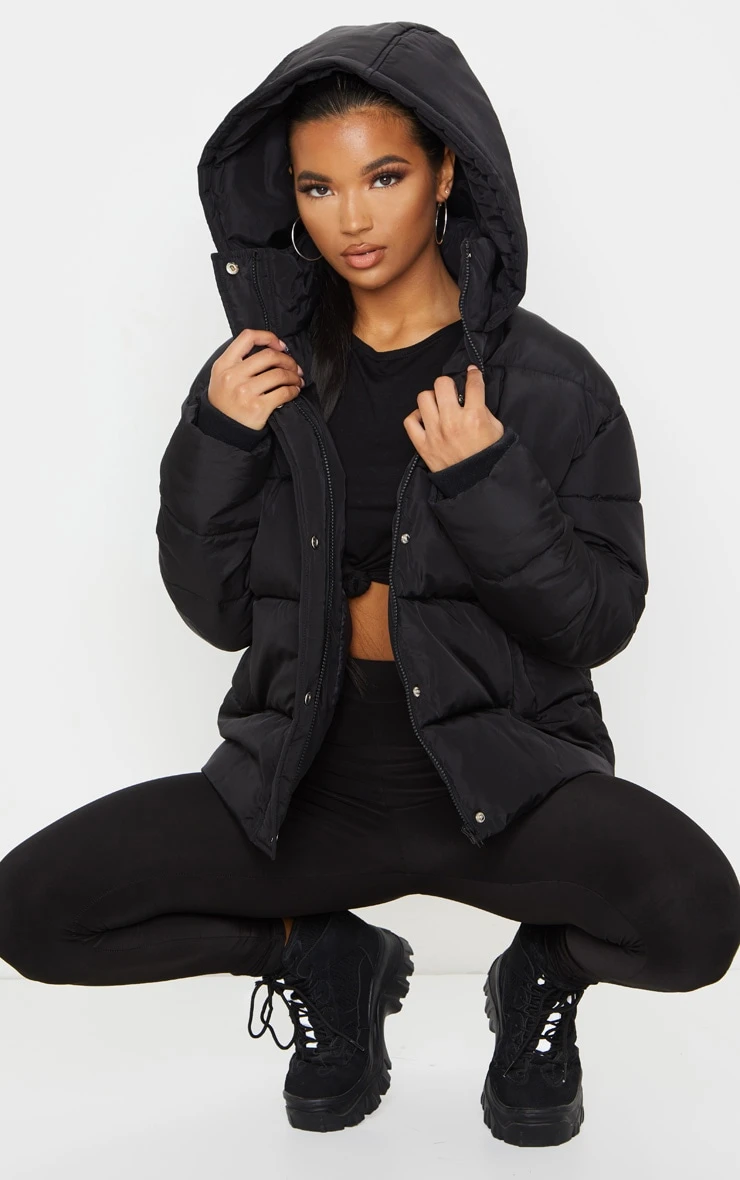 Black Hooded Puffer Jacket 3 Black Hooded Puffer Jacket - Image 3