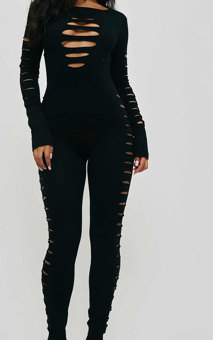 Black Extreme Cut Out Open Back Knit Jumpsuit 4 Black Extreme Cut Out Open Back Knit Jumpsuit - Image 4