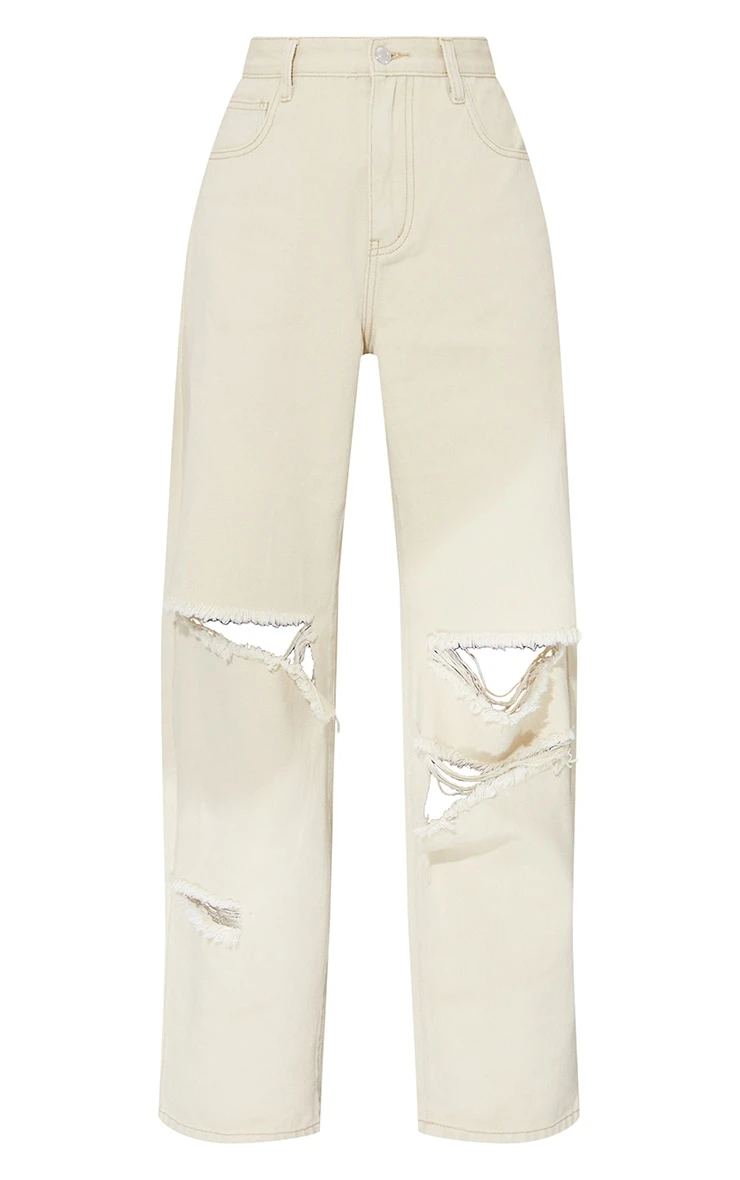 Washed Stone Baggy Low Rise Ripped Boyfriend Jeans 6 Washed Stone Baggy Low Rise Ripped Boyfriend Jeans - Image 6