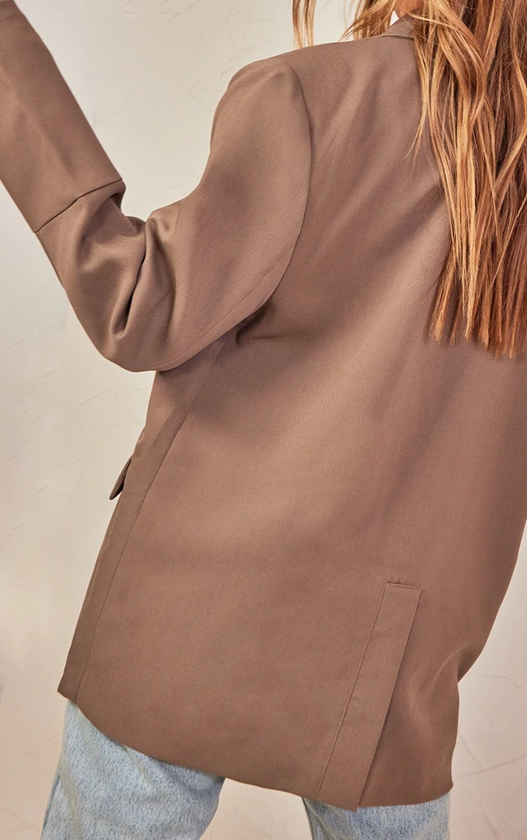 Taupe Boxy Oversized Drop Shoulder Dad Blazer 4 Taupe Boxy Oversized Drop Shoulder Dad Blazer - Image 4