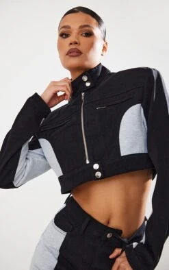 Black Contrast Panel Detail Cropped Denim Jacket 8 Black Contrast Panel Detail Cropped Denim Jacket -Modern Wear Boutique e5dc9ccedc563434108e299d8c33b208cf9c35fa cnc1975 4