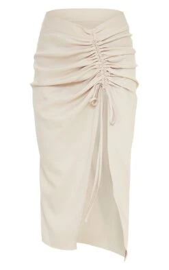 Champagne Woven Ruched Detail Midi Skirt -Modern Wear Boutique e61e0530cb68c85786340342f184110610747c5b cmt2069 5