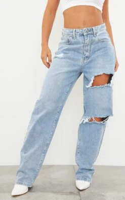 PRETTYLITTLETHING Light Blue Wash Open Knee Boyfriend Jeans -Modern Wear Boutique e7cba548df89d69285de4ab3e86b21f706fe3b5f cmm4756 2
