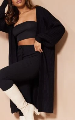 Black Ribbed Knitted Midi Cardigan -Modern Wear Boutique e929c2dcf48907446923a090290d608aecb8947c cma0835 4