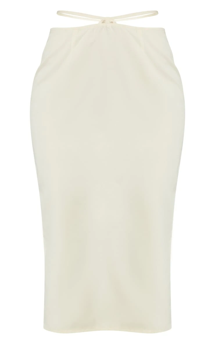 Cream Woven Tie Waist Midi Skirt 5 Cream Woven Tie Waist Midi Skirt - Image 5