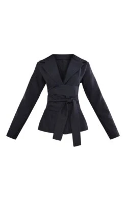 Black Woven Structured Belt Tie Blazer -Modern Wear Boutique f19da868ce4de190b77fe37e0760d7144712a6ab cnb8154 5