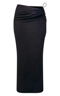 Black Woven Ruched Tie Front Maxi Skirt -Modern Wear Boutique f5a03b4011e4857ec91e87417d24d2520ff7f78d cmq1355 5