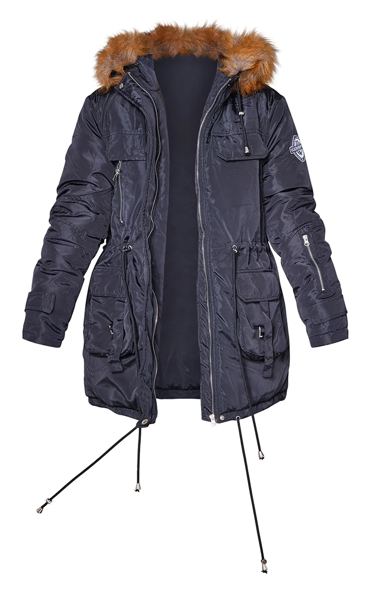 PRETTYLITTLETHING Black Nylon Faux Fur Hooded Parka Jacket 6 PRETTYLITTLETHING Black Nylon Faux Fur Hooded Parka Jacket - Image 6
