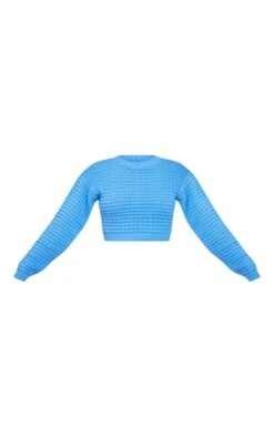 Cornflower Blue Textured Knit Cropped Open Back Jumper -Modern Wear Boutique f92ff28dae15388d855701d3911d672fcabedbaf cnc3202 5