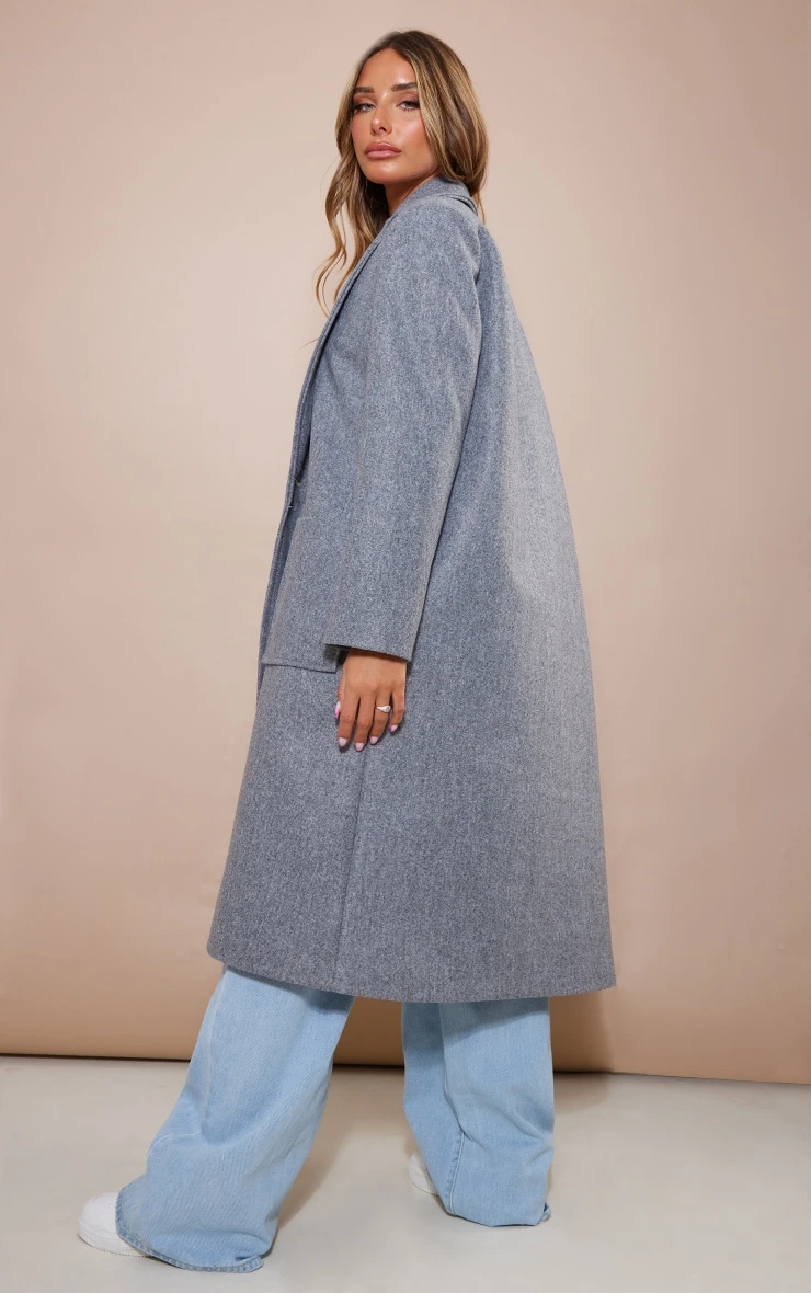 Grey Marl Patch Pocket Wool Look Coat 2 Grey Marl Patch Pocket Wool Look Coat - Image 2