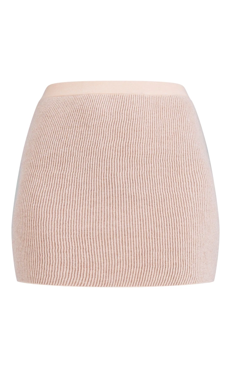 Oatmeal Two Tone Knit Mini Skirt 6 Oatmeal Two Tone Knit Mini Skirt - Image 6